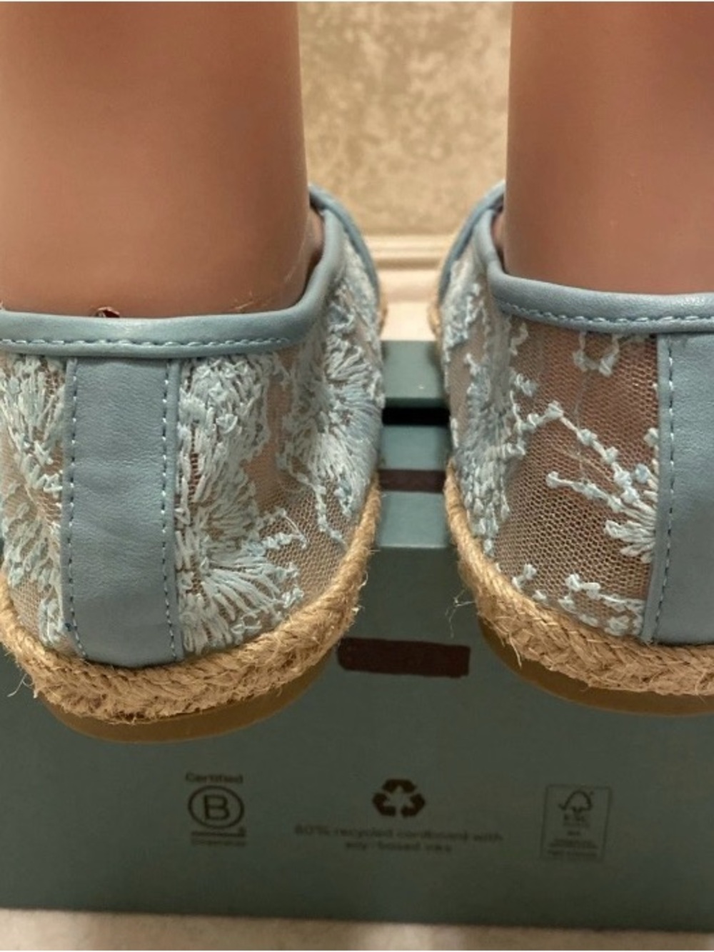 Bella Marie Light Blue Sequin Espadrille Flats - Picture 8 of 12